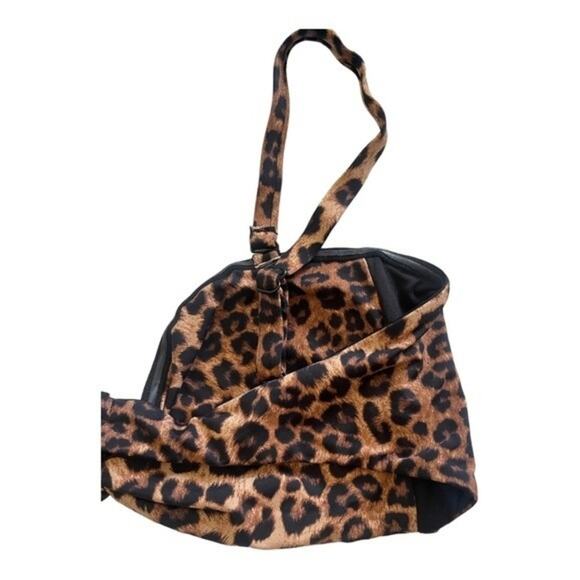 Good American Better Bikini Top Tie Front Leopard Print - Size 4XL - Picture 7 of 9